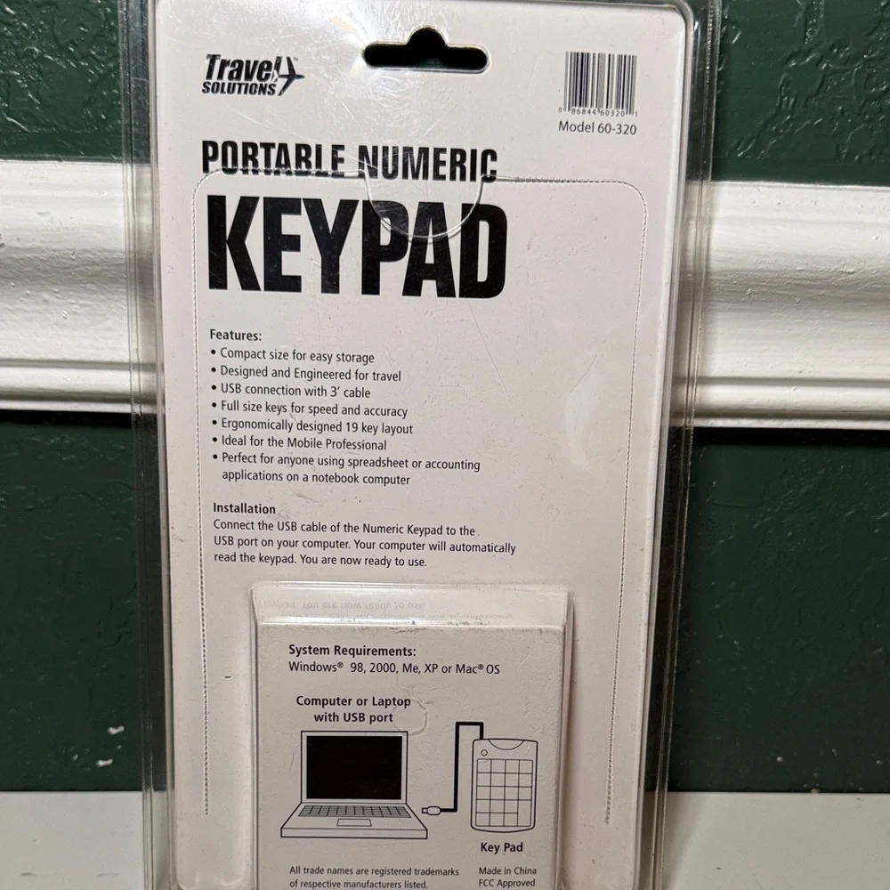 NEW! Travel Solutions Portable Numeric Keypad Laptop Users
